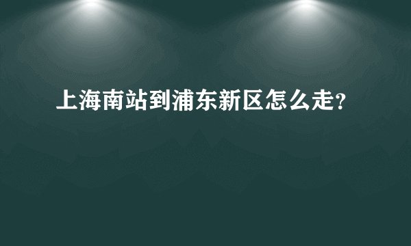 上海南站到浦东新区怎么走？