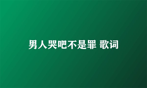 男人哭吧不是罪 歌词