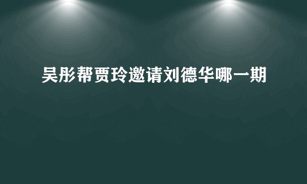 吴彤帮贾玲邀请刘德华哪一期