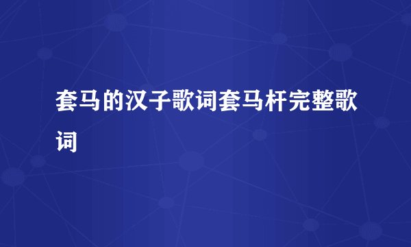 套马的汉子歌词套马杆完整歌词