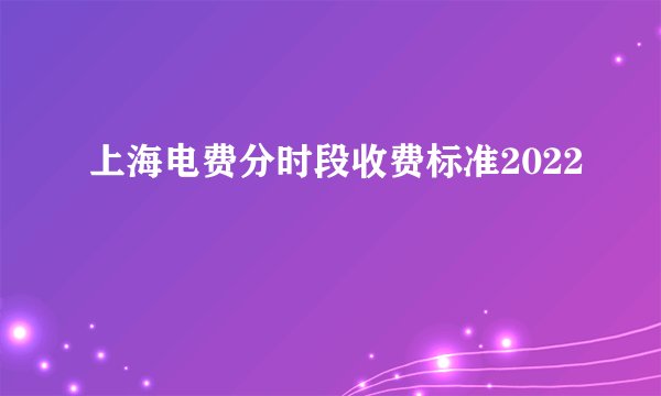 上海电费分时段收费标准2022