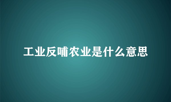 工业反哺农业是什么意思