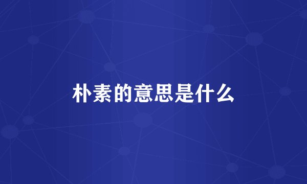 朴素的意思是什么
