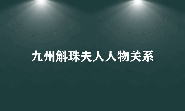 九州斛珠夫人人物关系