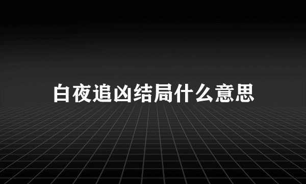 白夜追凶结局什么意思