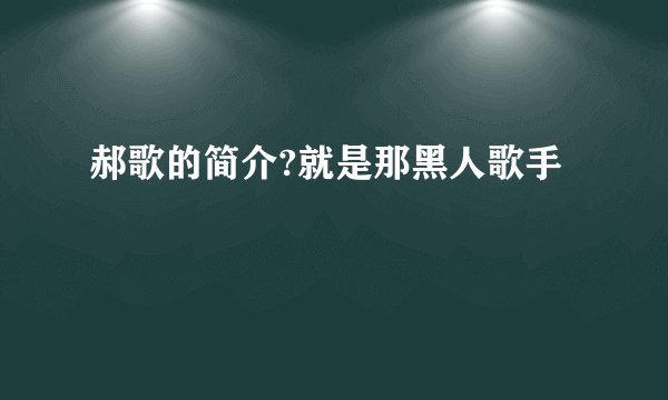 郝歌的简介?就是那黑人歌手