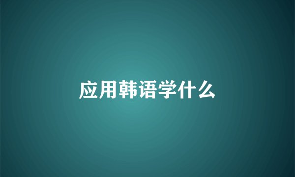 应用韩语学什么