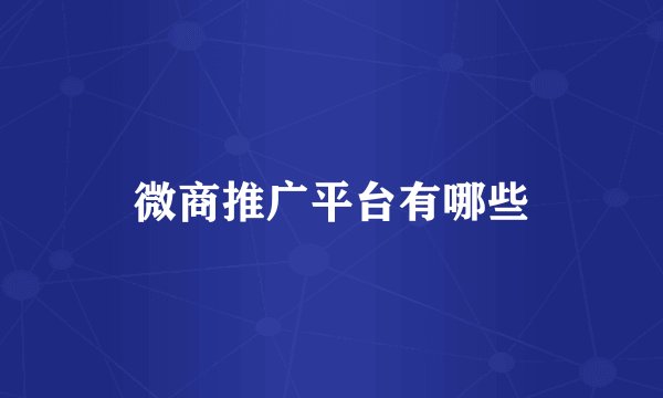 微商推广平台有哪些