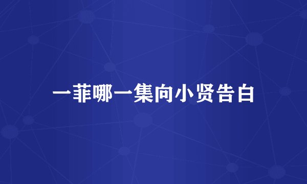 一菲哪一集向小贤告白