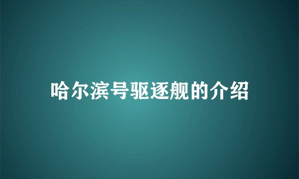 哈尔滨号驱逐舰的介绍