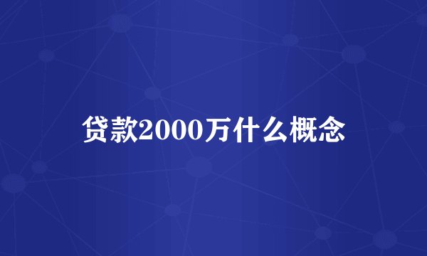 贷款2000万什么概念