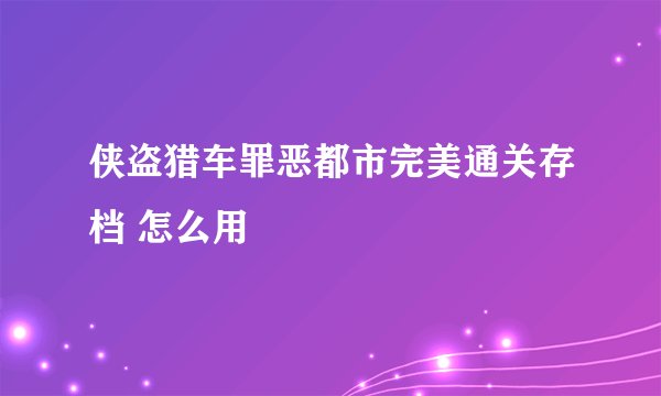 侠盗猎车罪恶都市完美通关存档 怎么用