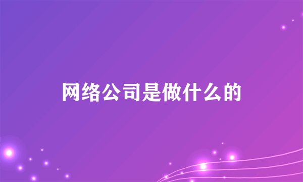 网络公司是做什么的