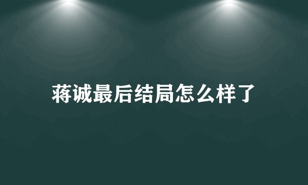蒋诚最后结局怎么样了