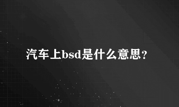 汽车上bsd是什么意思？