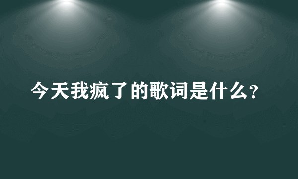 今天我疯了的歌词是什么？