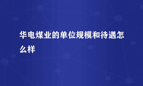 华电煤业的单位规模和待遇怎么样