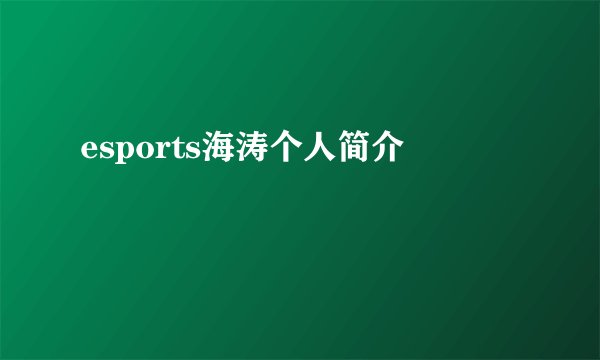 esports海涛个人简介