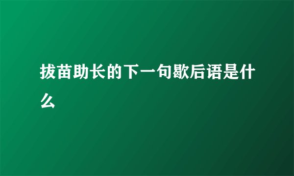 拔苗助长的下一句歇后语是什么