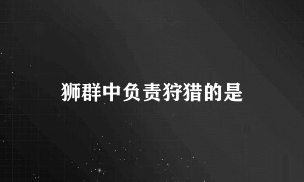 狮群中负责狩猎的是
