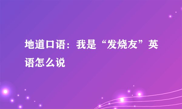 地道口语：我是“发烧友”英语怎么说