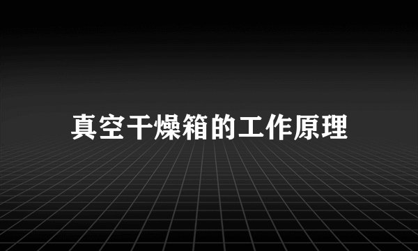 真空干燥箱的工作原理