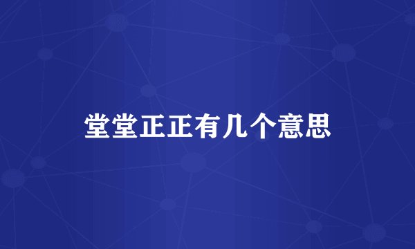 堂堂正正有几个意思