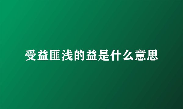 受益匪浅的益是什么意思