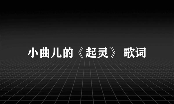 小曲儿的《起灵》 歌词
