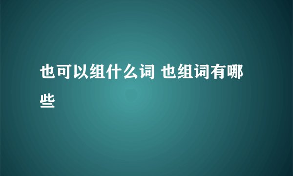 也可以组什么词 也组词有哪些