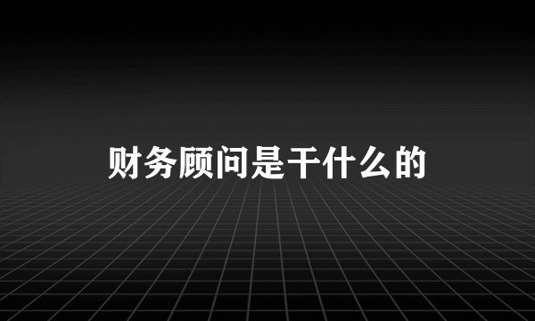 财务顾问是干什么的