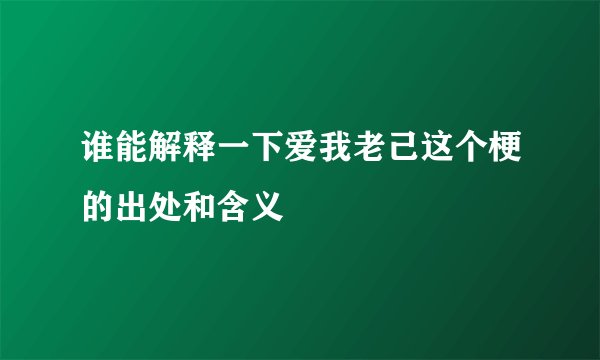 谁能解释一下爱我老己这个梗的出处和含义