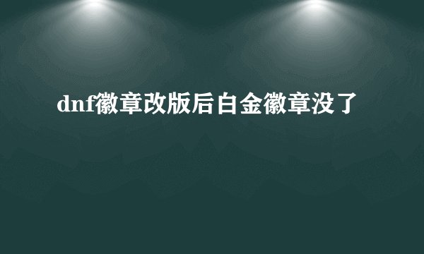 dnf徽章改版后白金徽章没了