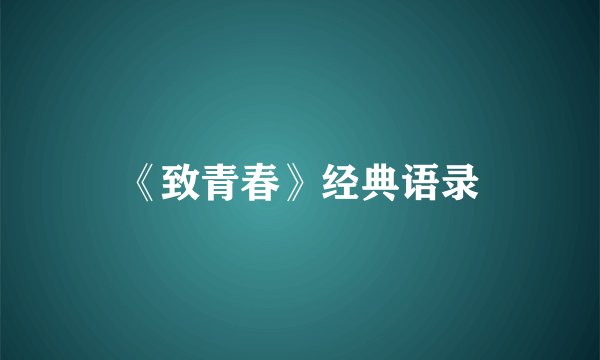 《致青春》经典语录