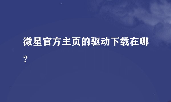 微星官方主页的驱动下载在哪？