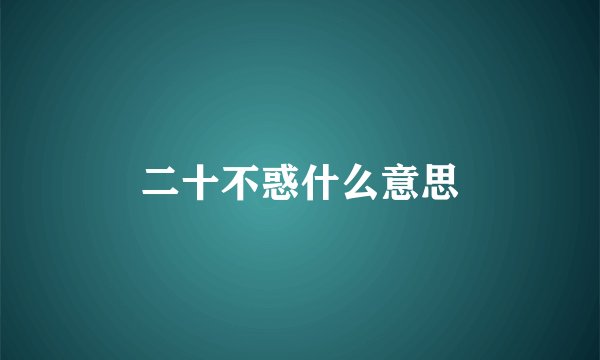 二十不惑什么意思