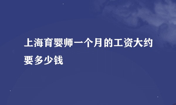 上海育婴师一个月的工资大约要多少钱