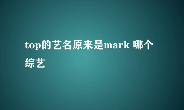 top的艺名原来是mark 哪个综艺
