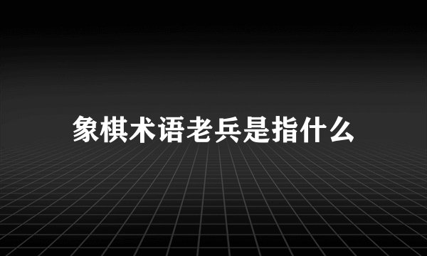 象棋术语老兵是指什么