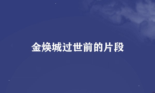 金焕城过世前的片段
