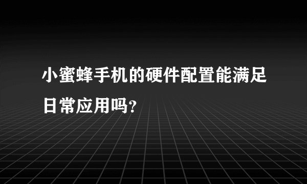 小蜜蜂手机的硬件配置能满足日常应用吗？