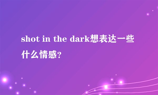 shot in the dark想表达一些什么情感？