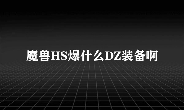 魔兽HS爆什么DZ装备啊