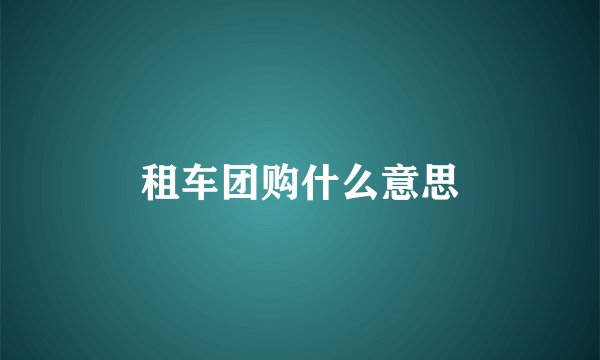 租车团购什么意思