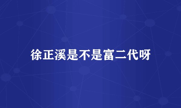 徐正溪是不是富二代呀