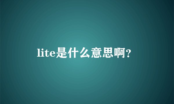 lite是什么意思啊？