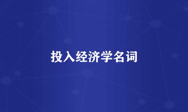 投入经济学名词
