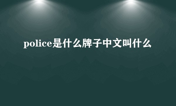 police是什么牌子中文叫什么