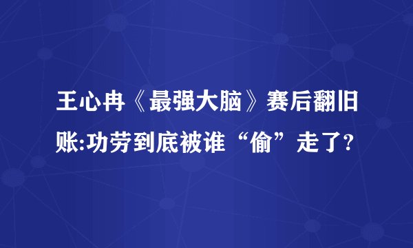 王心冉《最强大脑》赛后翻旧账:功劳到底被谁“偷”走了?