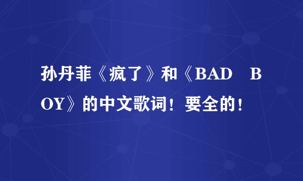 孙丹菲《疯了》和《BAD BOY》的中文歌词!要全的!